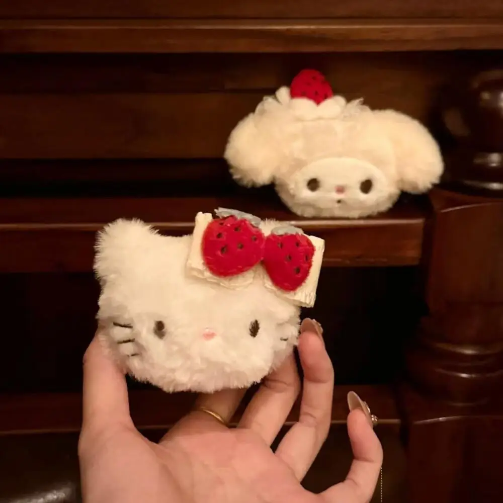 Sanrio Japanese Hello Kitty Melody Hairclip Sweet Stuffed Hair Rope Cartoon Cute Strawberry Bowknot Kitty Cat Hairpin Hair Rope