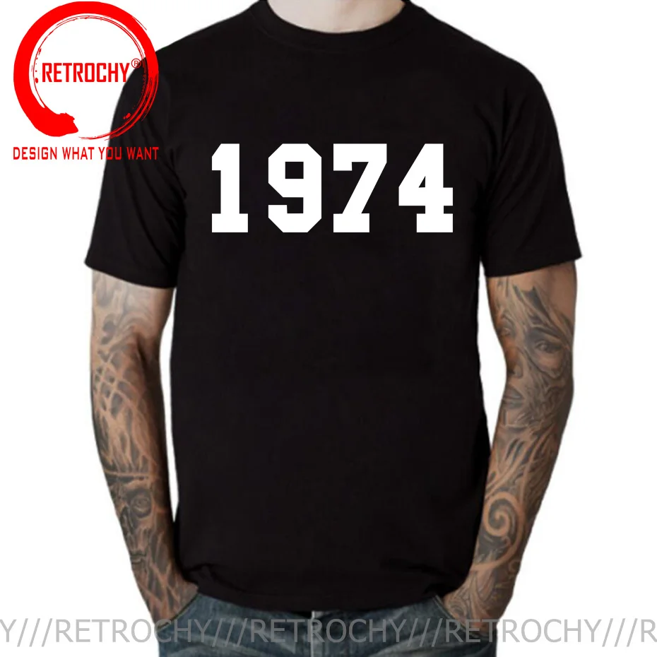Потрясающая Футболка с принтом на тему 50-летия, дня рождения, 1974, подарок отцу в колледже, простая Уникальная футболка с буквенным принтом для новорожденных, 1974