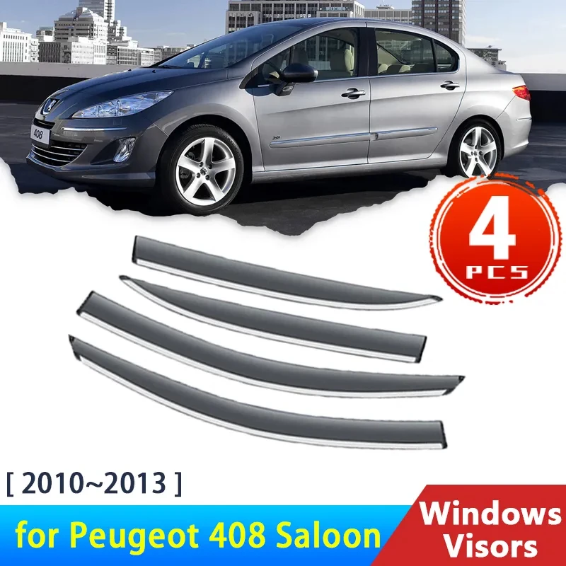 

Deflectors for Peugeot 408 Saloon 2010~2013 Accessories 4x Car Windows Visors Windshield Rain Eyebrow Awning Trim 2003 2006 2011