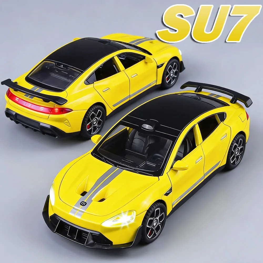 1:32 新エネルギーSU7 ONEカーモデルおもちゃ 合金ダイキャスト プルバック ドア開閉 サウンドライト装飾 車両模型 子供向け