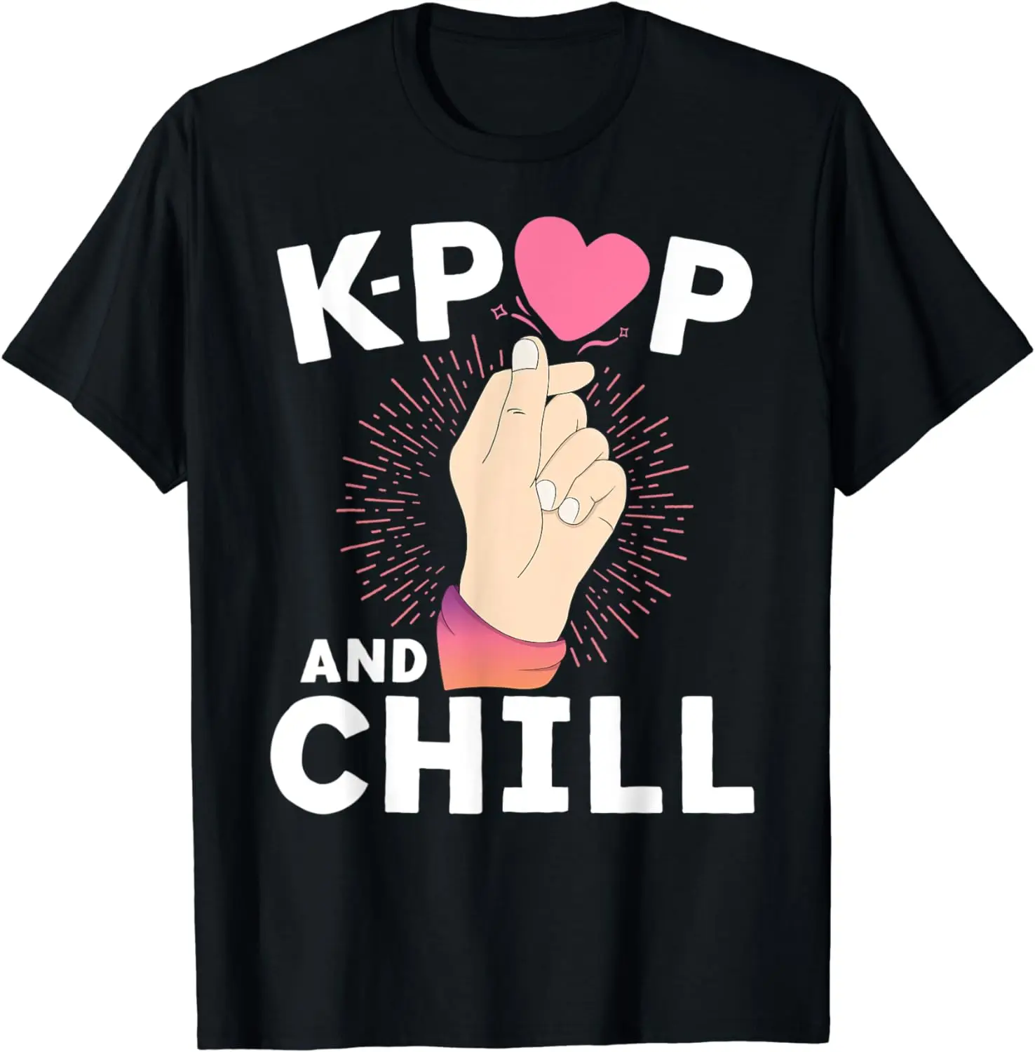 Camiseta de algodón de manga corta con cuello redondo, ropa de calle de moda clásica Vintage, k-pop y cool Finger Heart, mercancía coreana KPop