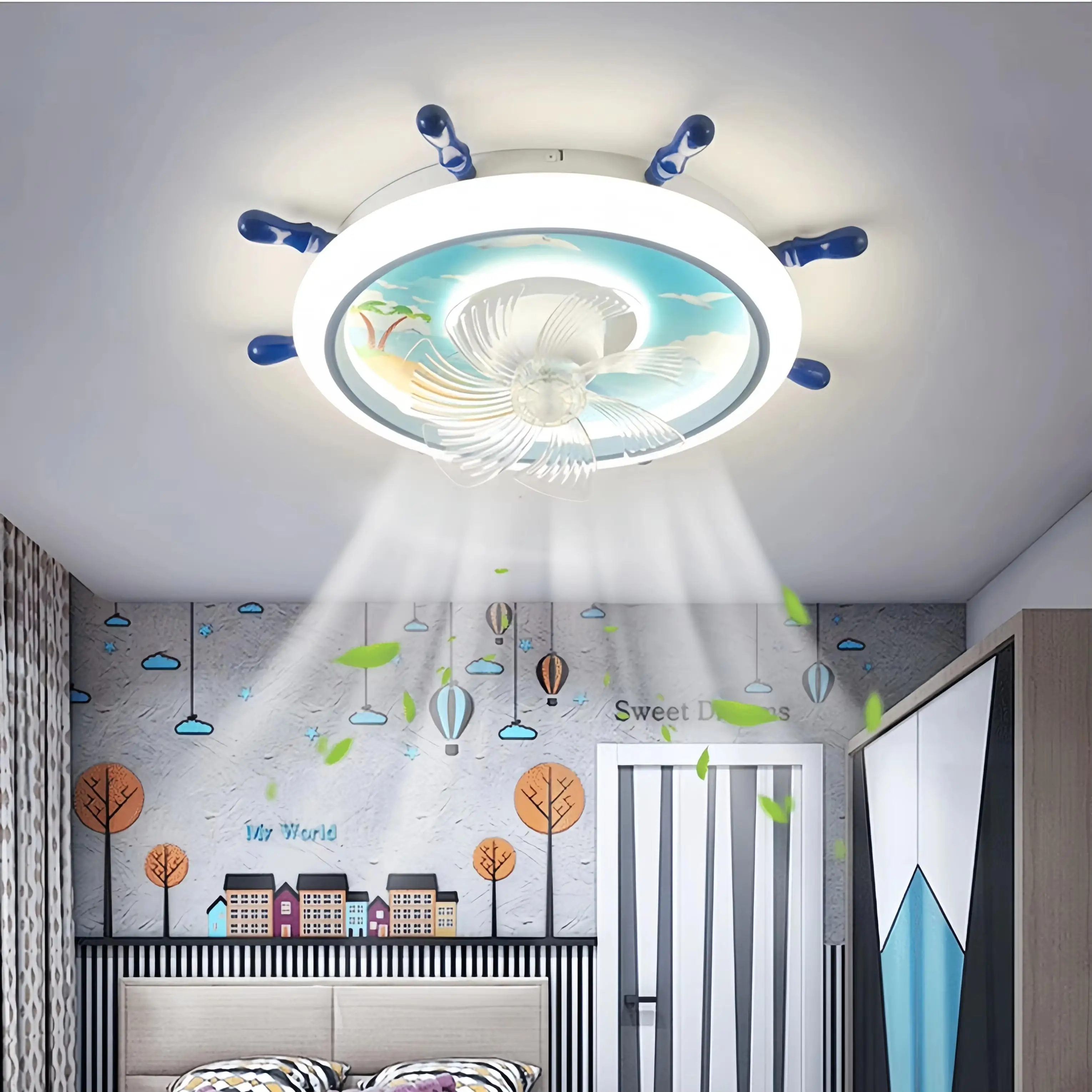Bedroom Ceiling Light Spacecraft Cartoon Kids Room Light Eye Protection Dimmable LED Study Living Room Creative Light