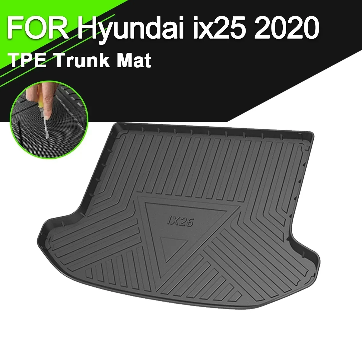 

For Hyundai ix25 2020 Car Rear Trunk Cover Mat TPE Waterproof Non-Slip Rubber Cargo Liner Accessories
