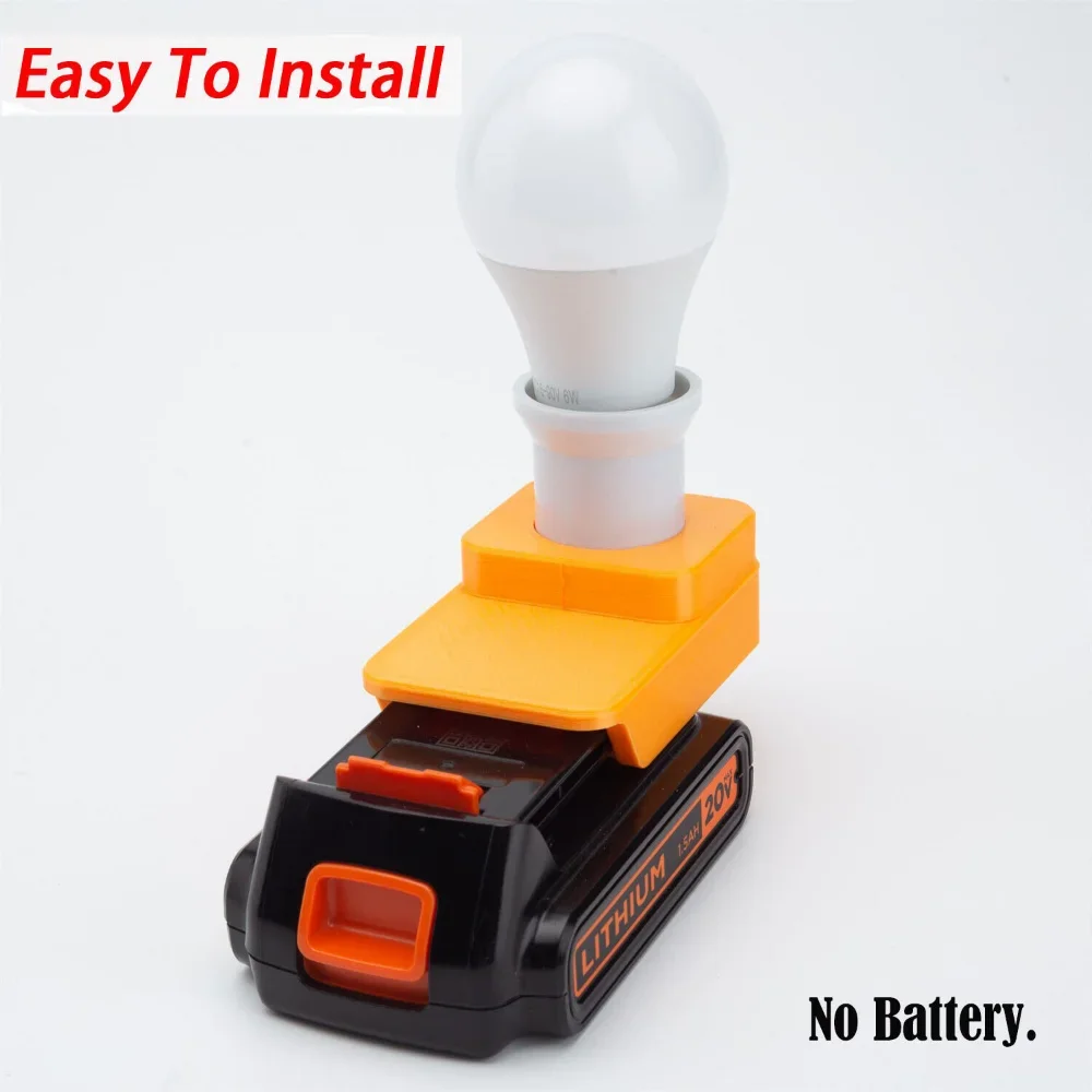 LED Work Light Work for Black & Decker 20V Lithium Battery Indoor E27 Bulb Lamp Indoor And Outdoor Work Light(NO Battery )