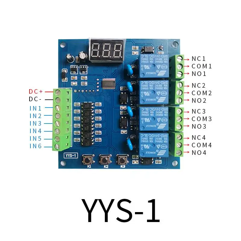 Multiway programmable signal trigger delay relay module four-way switch control PLC circuit board 24V