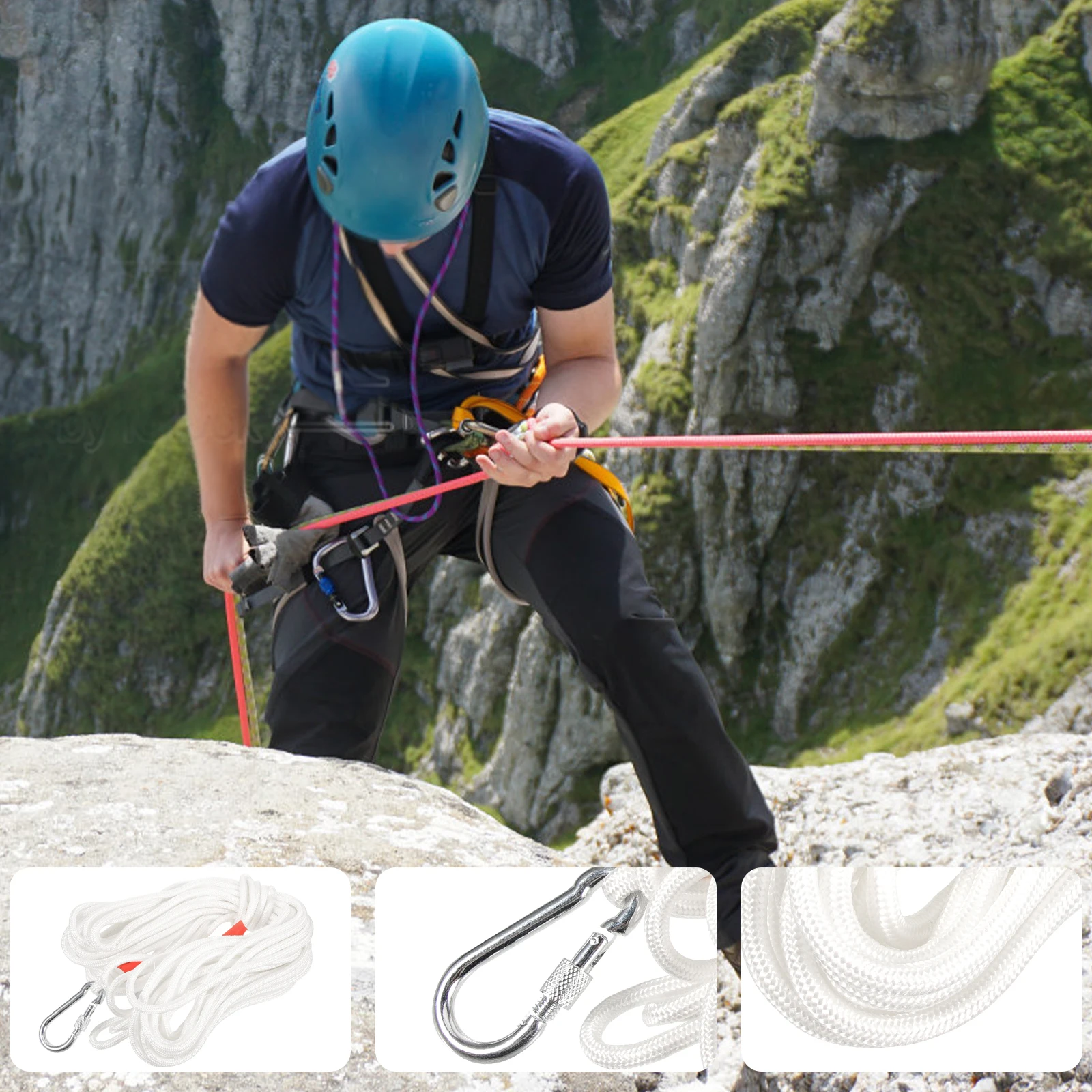 

1 set 1 Set Climbing Rope High Strength Durable Outdoor Safety Rope For Hiking Escaping Rappelling Training Rock Tree Portable