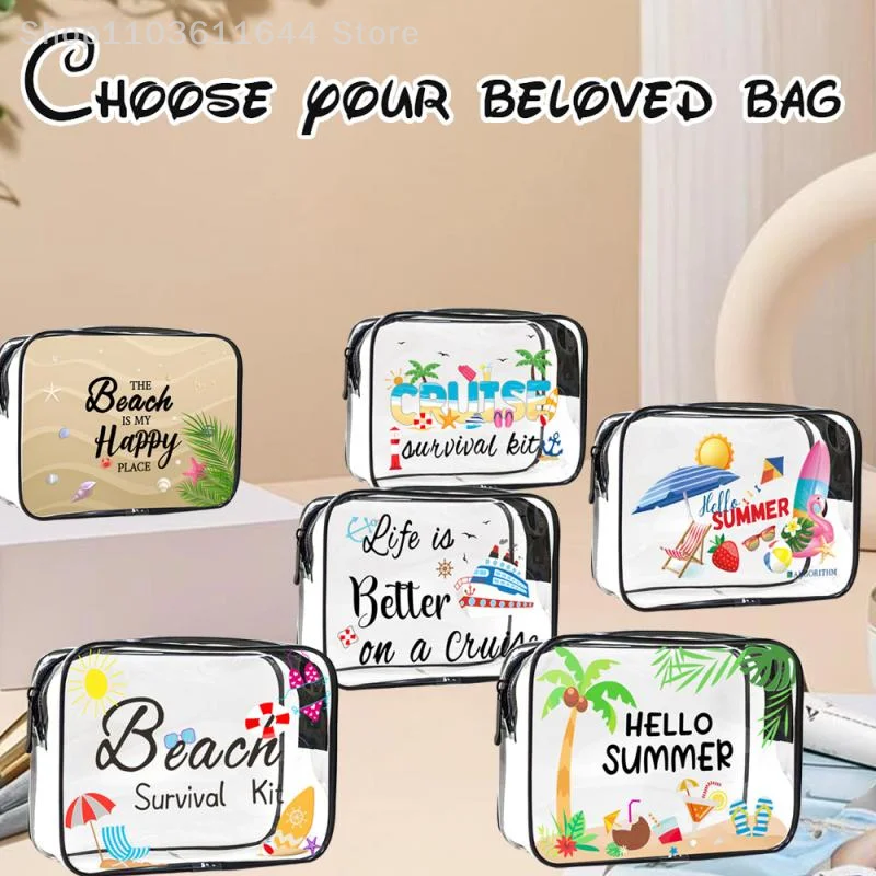 

2025 New Transparent Cosmetic Bag Convenient Portable Beach Large Capacity Storage Bag PVC Material Easy To Carry Wash Bag