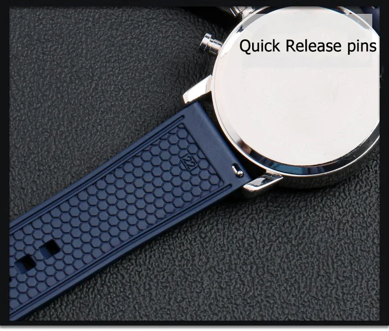 Ремешок из фторокаучука 18 мм, 20 мм, 22 мм, быстросъемный ремешок из FKM, спортивный водонепроницаемый мужской и женский сменный ремешок для часов, аксессуары