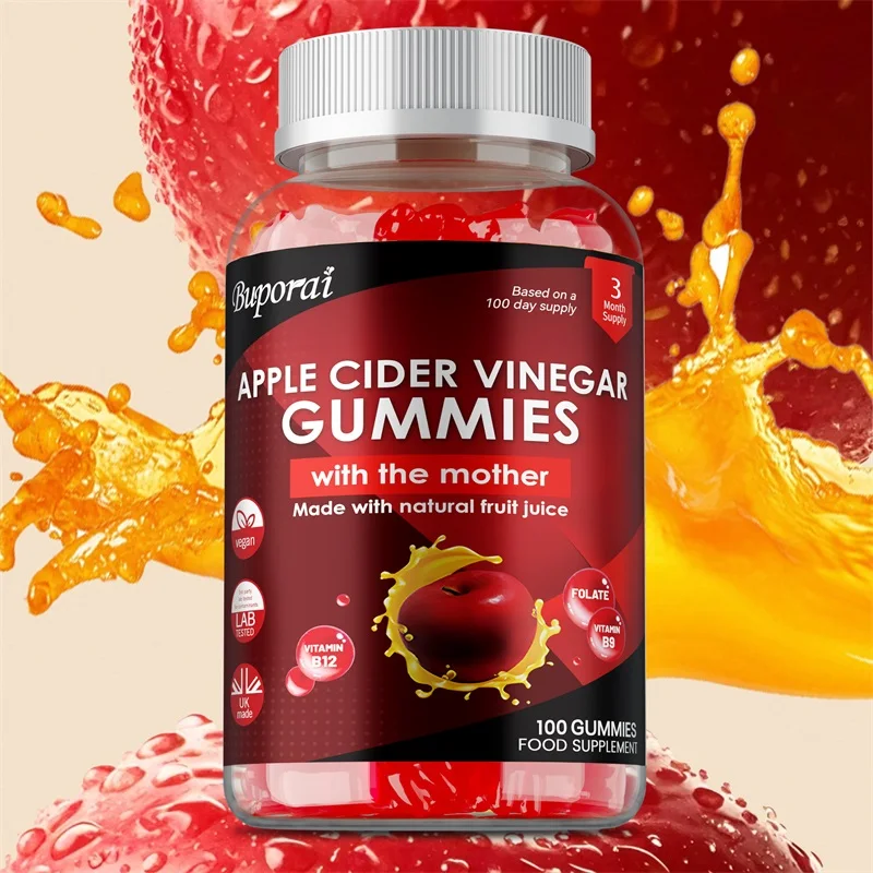

Apple Cider Vinegar Gummies - With Vitamin B12, Burn Fat, Promote Metabolism, Digestion, Detoxification, Gut and Immune Health