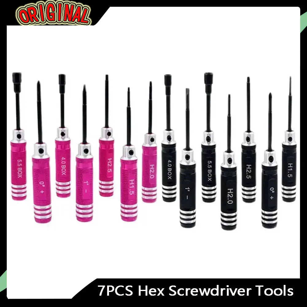 

7pcs RC Hex Driver Set - 1.5-2.5mm Hex Allen Screwdriver with Phillips Wrench for Helicopter & Car Repair