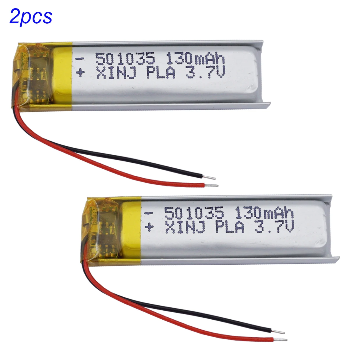 

2Pcs 3.7V 130mAh 0.48Wh Replacement Rechargeable Lipo Battery 501035 For Camera Sat Nav Driving Recorder Bluetooth Speaker Pen