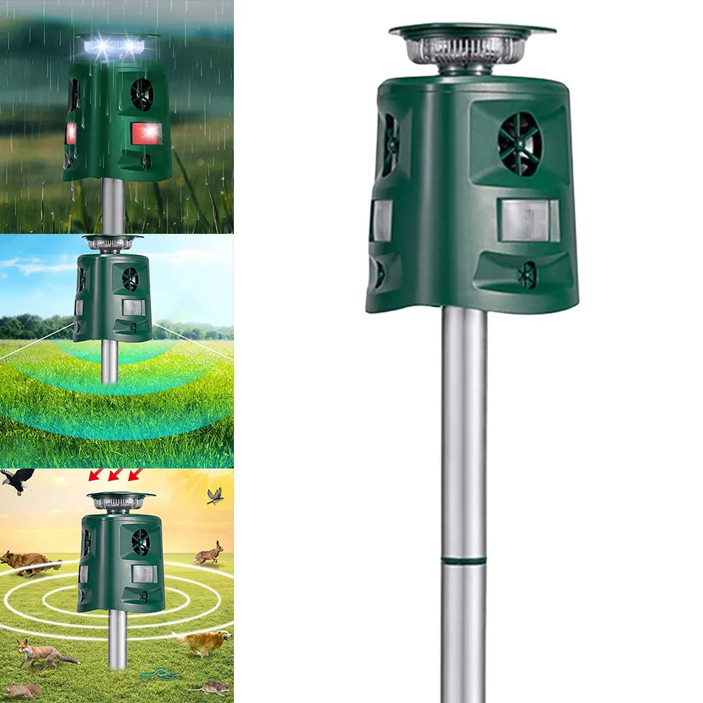 

Ultrasonic Animal Repeller Pest Animal Repellent 360 Degree Solar Outdoor Cat Squirrel Repellent 5 Modes for Dog Cat Bird Rabbit