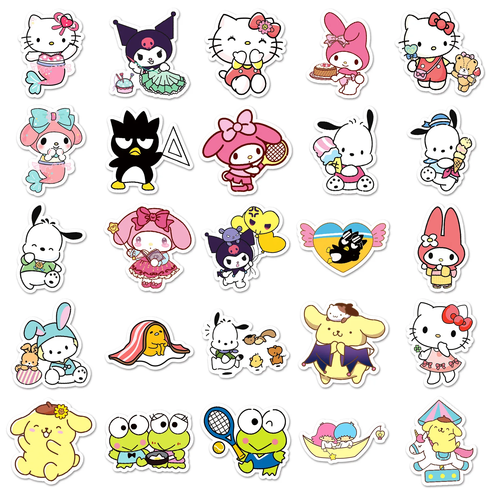 10/30/50/100 pz Kuromi Hello Kitty Cinnamoroll misto Sanrio Sticker fai da te Snowboard Laptop bagagli Cartoon Graffiti decalcomanie Sticker