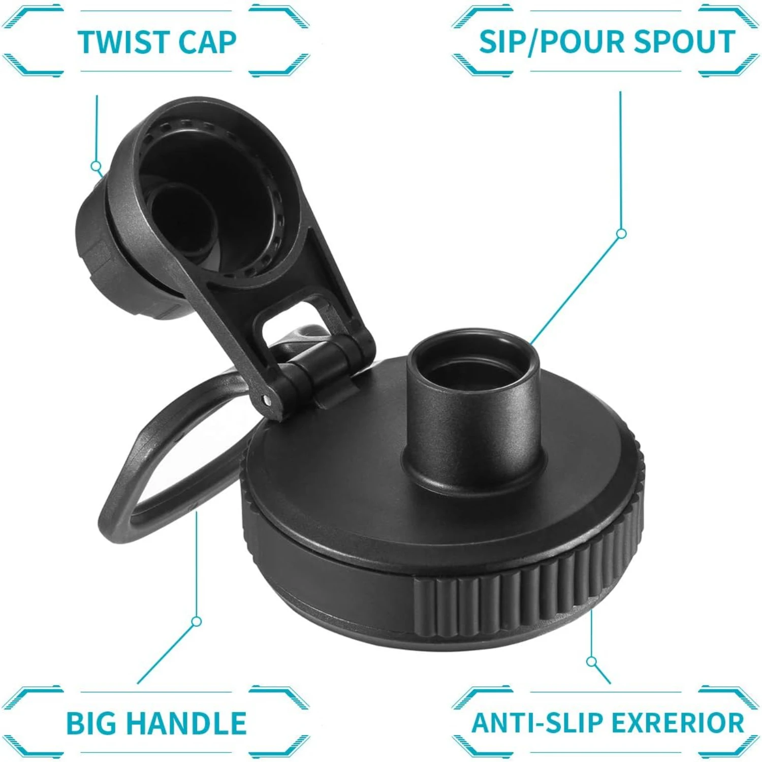 Durable, Convenient, and Versatile Wide-Mouth Replacement Lid for Active Lifestyles - User-Friendly Wide-Mouth Design with Chug 