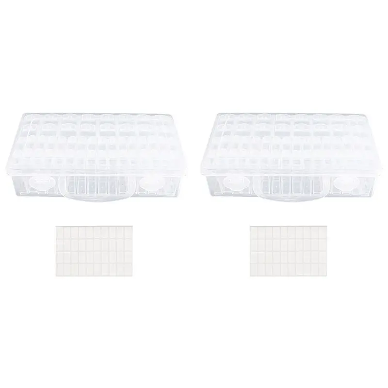 

PZHI-2X 48 Compartment Storage Box Clear Seed Bead Organizer Small Removable Container With Lid