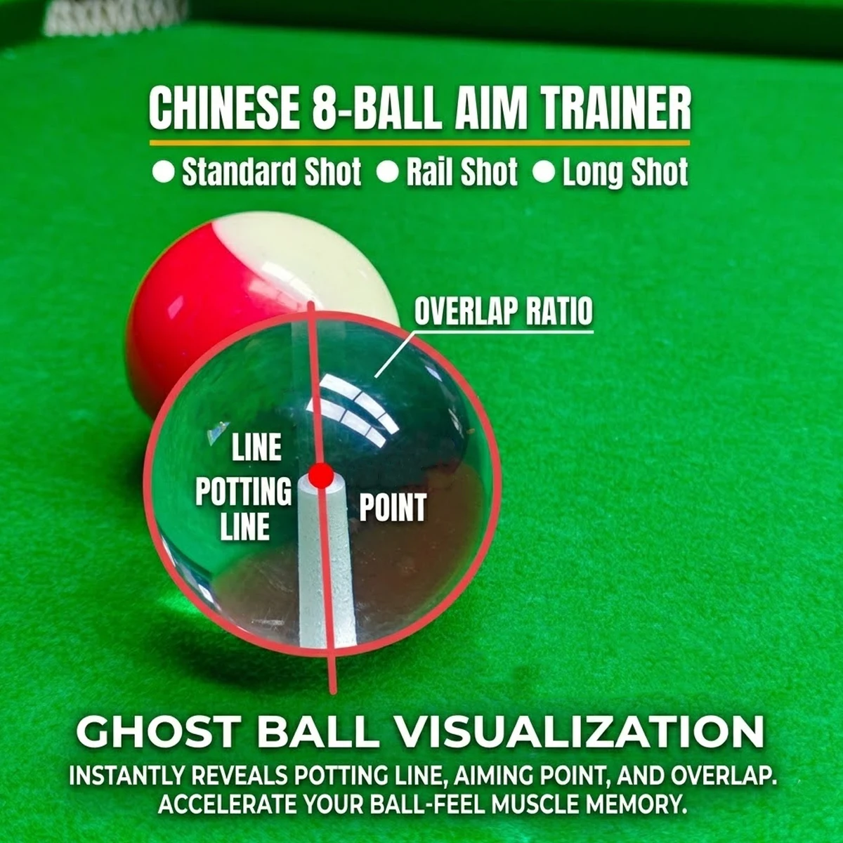 Professional Billiard Aim Trainer Snooker Ghost Ball Aiming Tool Chinese 8-Ball Training Aid Accuracy Practice Device Accessorie