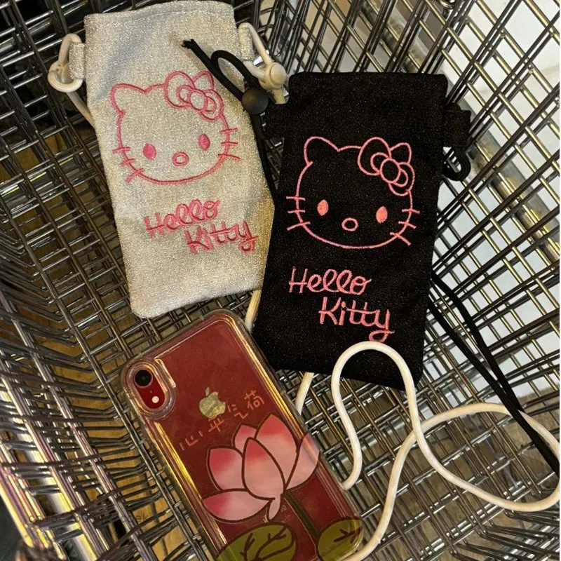Hello Kitty Phone Bag Cute Mini Embroidered Phone Bag New Portable Versatile Storage Crossbody Phone Bag Suitable For All Phones
