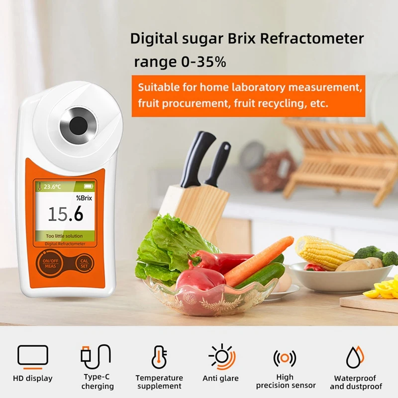 Sugar Meter Sugar Meter Fruit High-Precision Handheld Digital Display Refractive Index Orange Sugar Detection Instrument