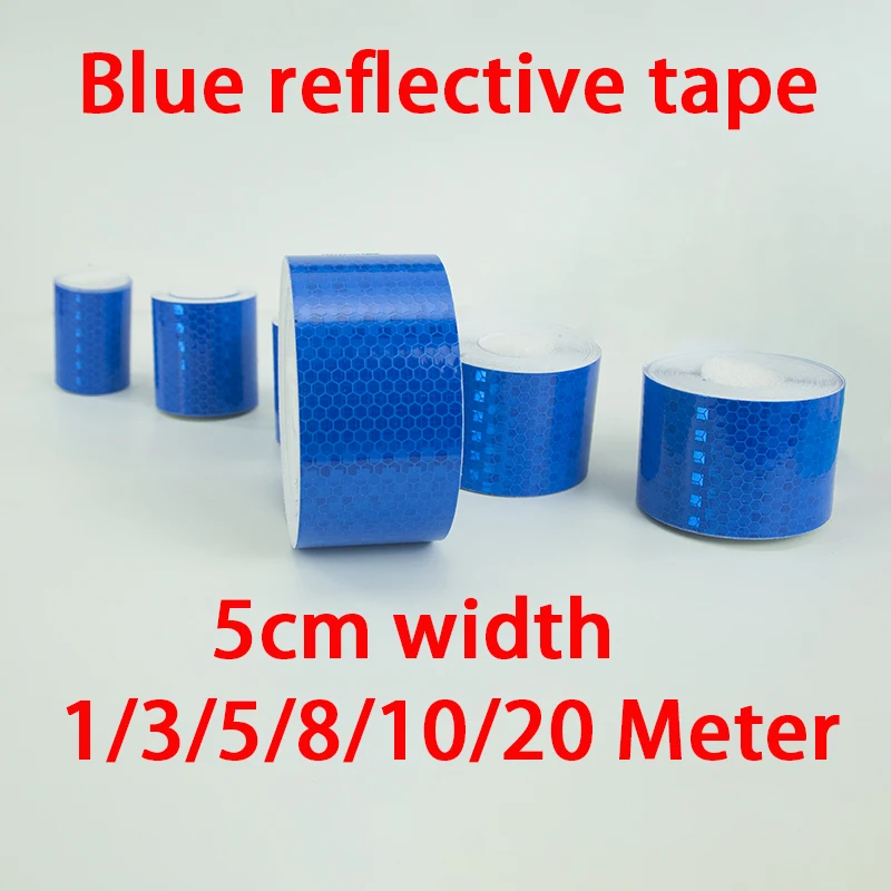 

1 шт. 5 см 1/3/5/8/10/20 м синие светоотражающие ленты самоклеящиеся отражатели предупреждающая лента ночная защитная наклейка для велосипеда автомобиля