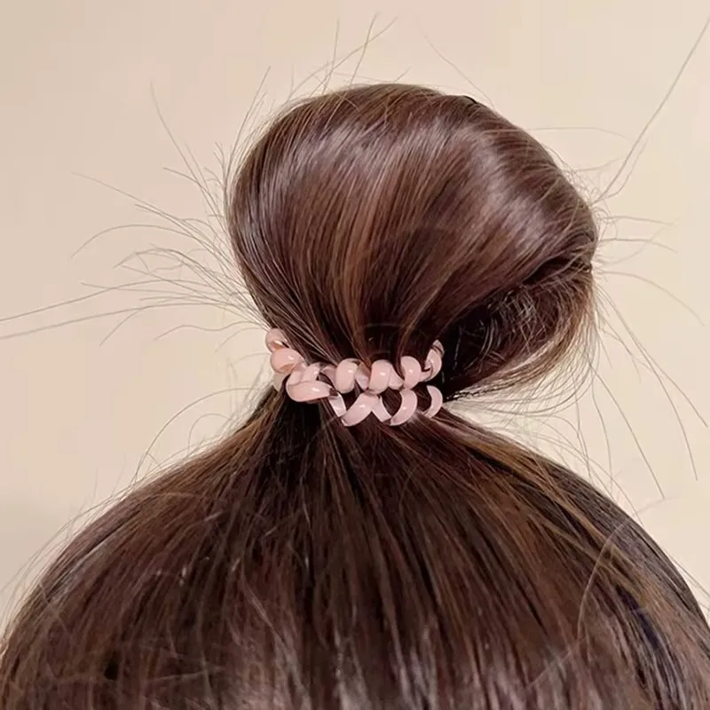 Juego de cintas elásticas para el pelo, cintas para el pelo en espiral con estampado a cuadros de Color degradado, accesorios para el cabello, 5 piezas