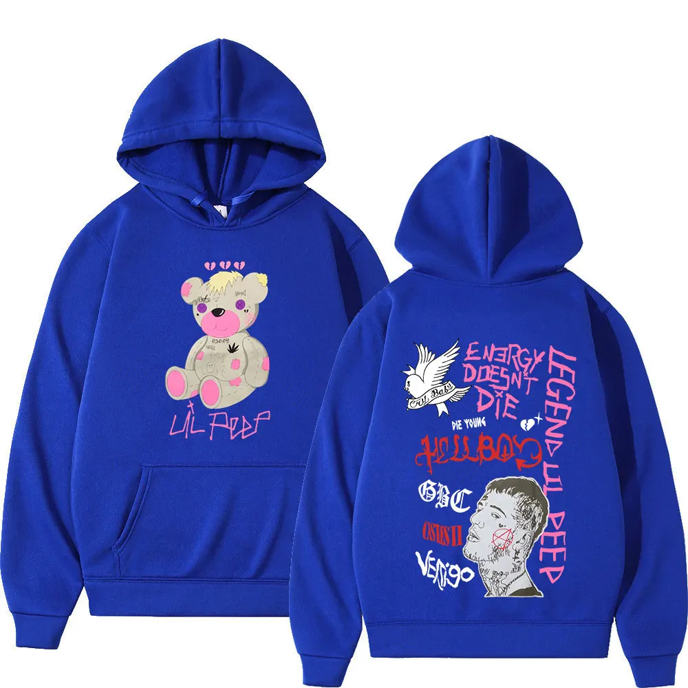 Rapper Lil Peep CryBaby Hellboy Bear Hoodies Herren Damen Vintage Hip Hop Oversized Sweatshirts Herbst Winter Fleece Warme Pullover – Detail 6