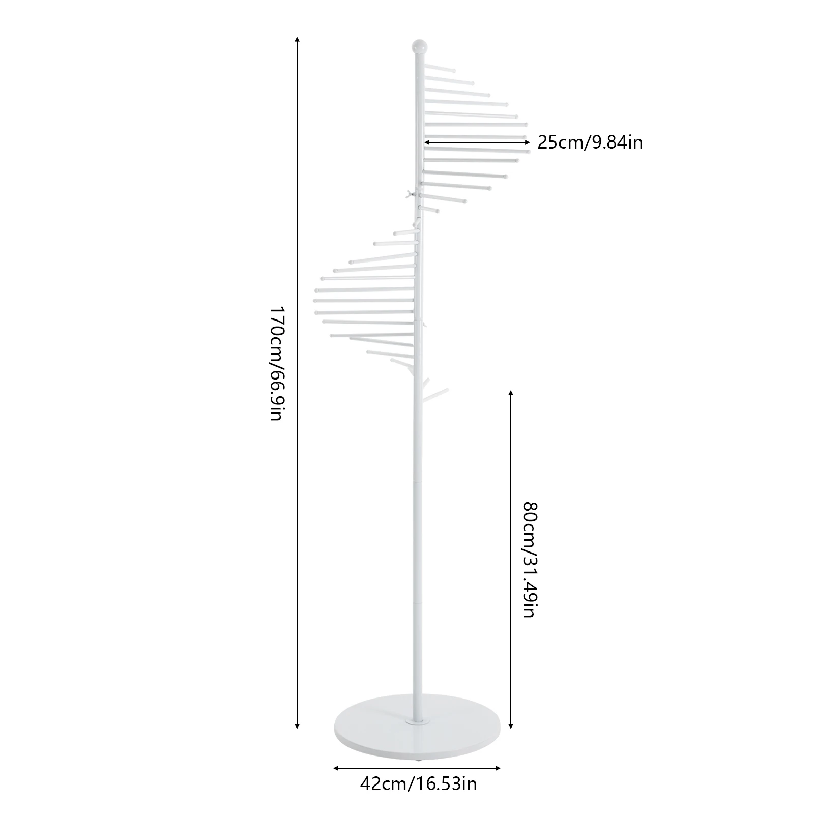 الحديد الأبيض 1.7 متر عالية دوامة وشاح رف شاشة متعدد الطبقات الدورية رف الملابس الطابق شنت مجوهرات رف شاشة #2