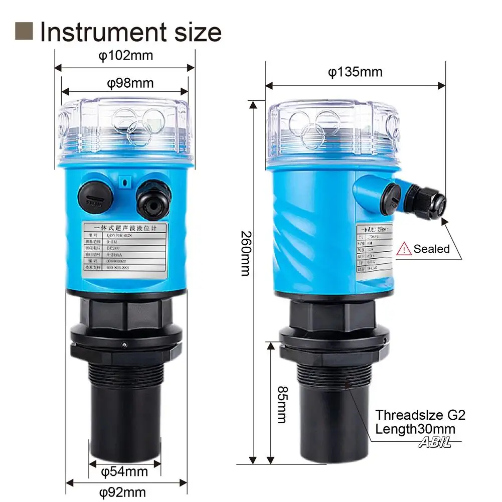 

Four-Wire Liquid Level Sensor Digital Water Level Indicator Ultrasonic Sewage Level Meter 0-10 Meter Range