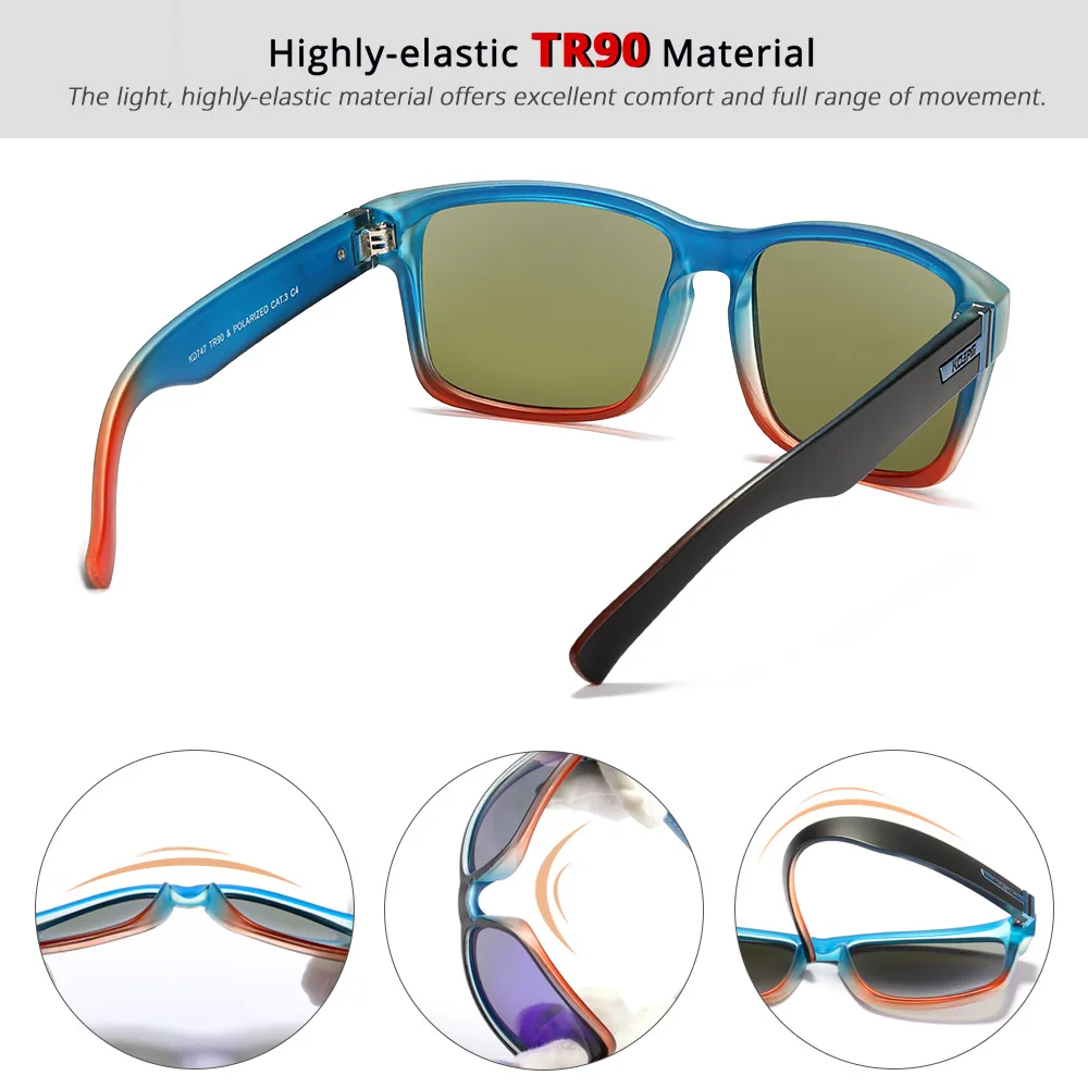 KDEAM-gafas de sol cuadradas polarizadas para hombre, lentes originales de alta gama para deportes al aire libre, pesca, fiesta, UV400, 7 colores