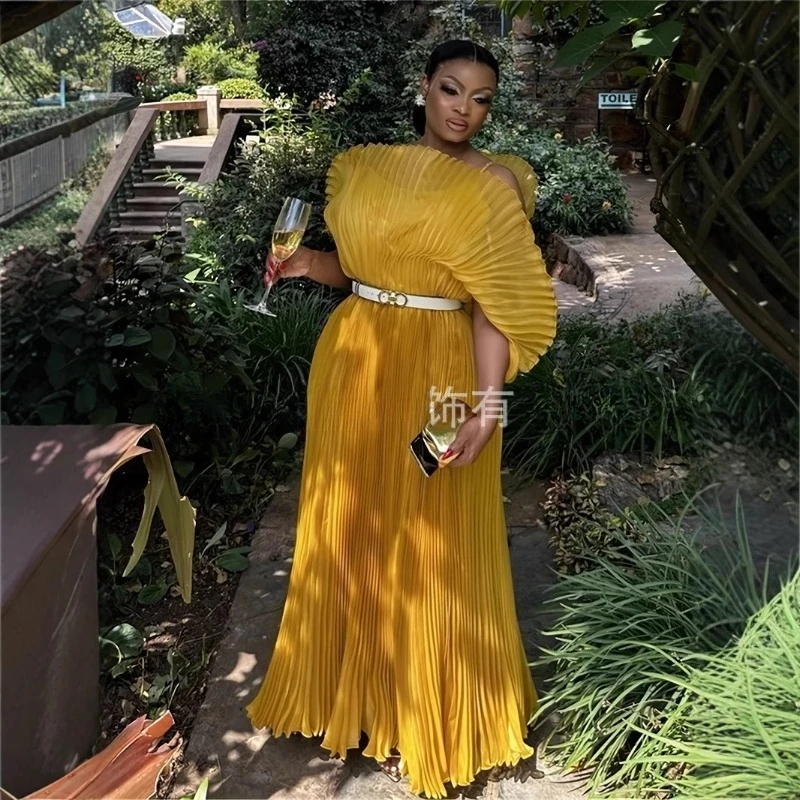 African Plus Size Pleated Dress Miyake New Temperament Organza