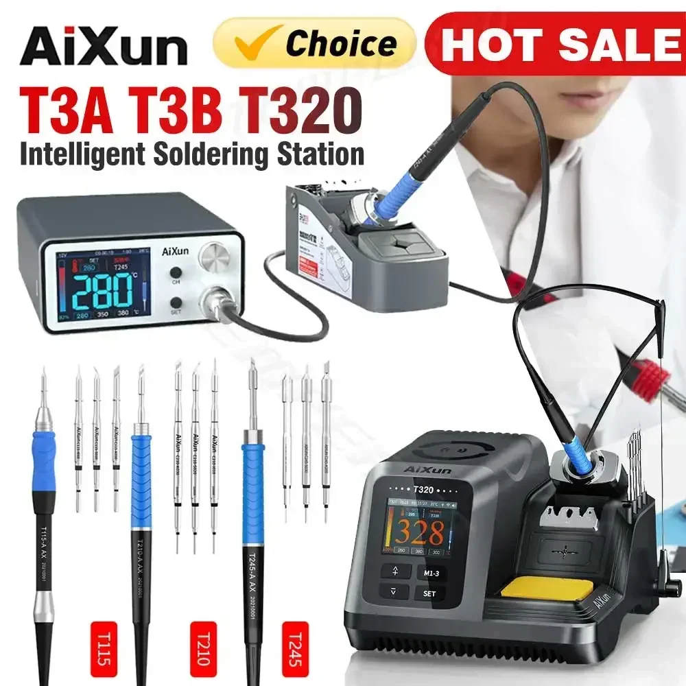 AIXUN T3B T3A T320 محطة لحام ذكية لحام T115/T210/T245 محطة إعادة العمل T3AS T3BS لأدوات لحام إصلاح PCB SMD BGA