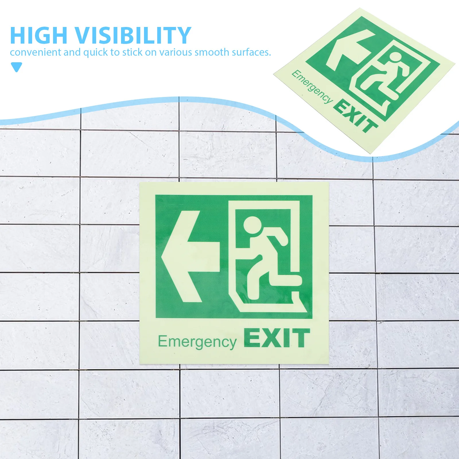 Emergency Exit Sticker Luminous Self Adhesive Floor Guide For Malls Supermarkets Cinemas Bars Fire Safety Evacuation Sign