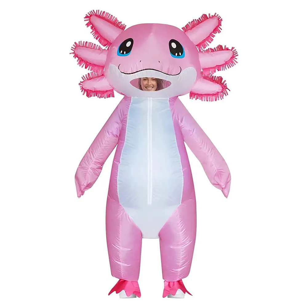 Adult Halloween Salamander Pink Inflatable Clothes Cosplay Costume Jumpsuit For Men Women Outfits Carnival Party Xmas Suit  ﻿