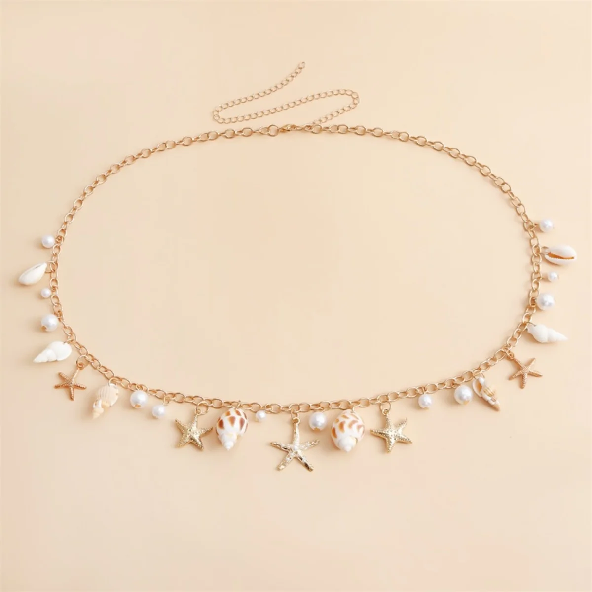 Seestern-Imitation Muschel-Perlen Halskette Armband Taillenkette Set für Damen und Herren Seestern Strand Urlaub Schmuckset – Detail 12