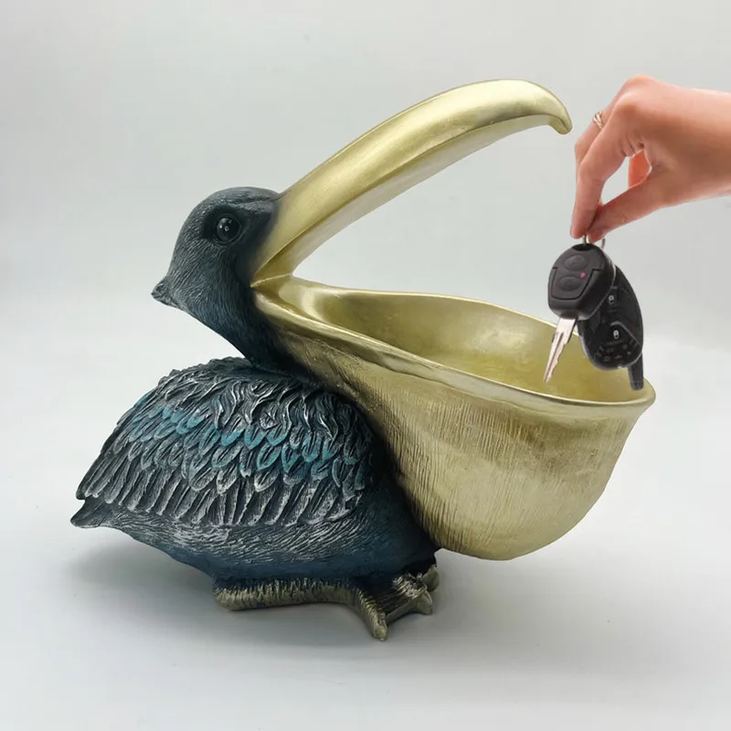 Creative Pelican Bowl Bird Resin Statue Candy Storage Toucan Figurines Sculpture Keys Container Basket Table Interior Home Decor