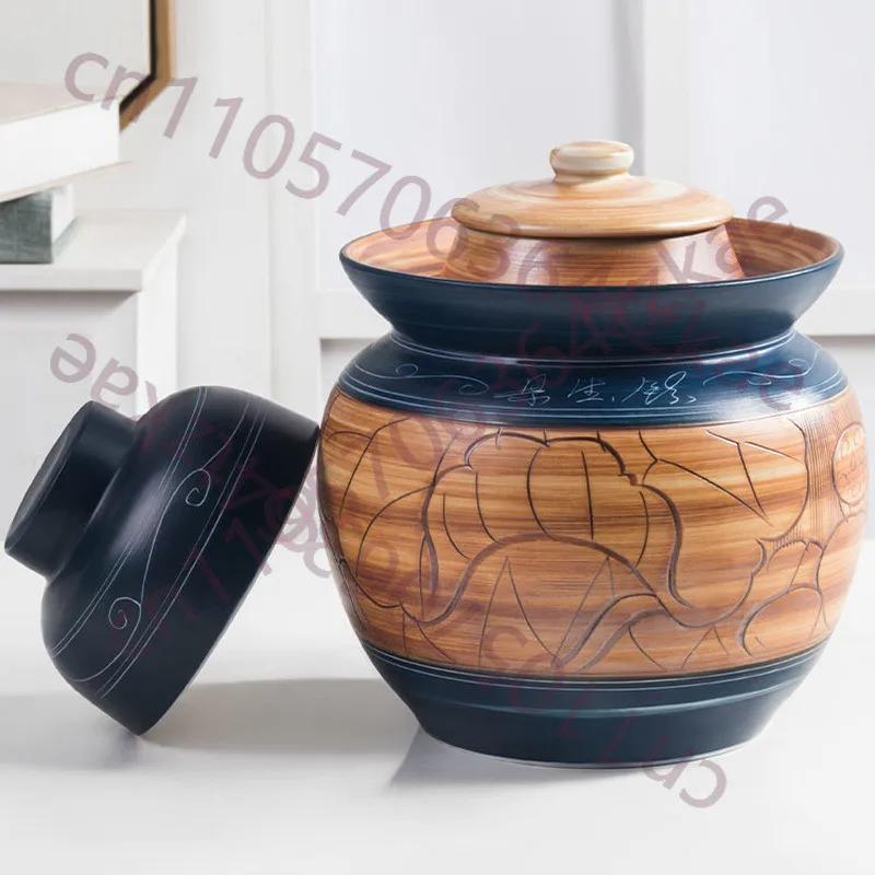 

18.5cm Chinese Ceramic Pickle Jar Household Sauerkraut Jar Pickled Pepper Jar