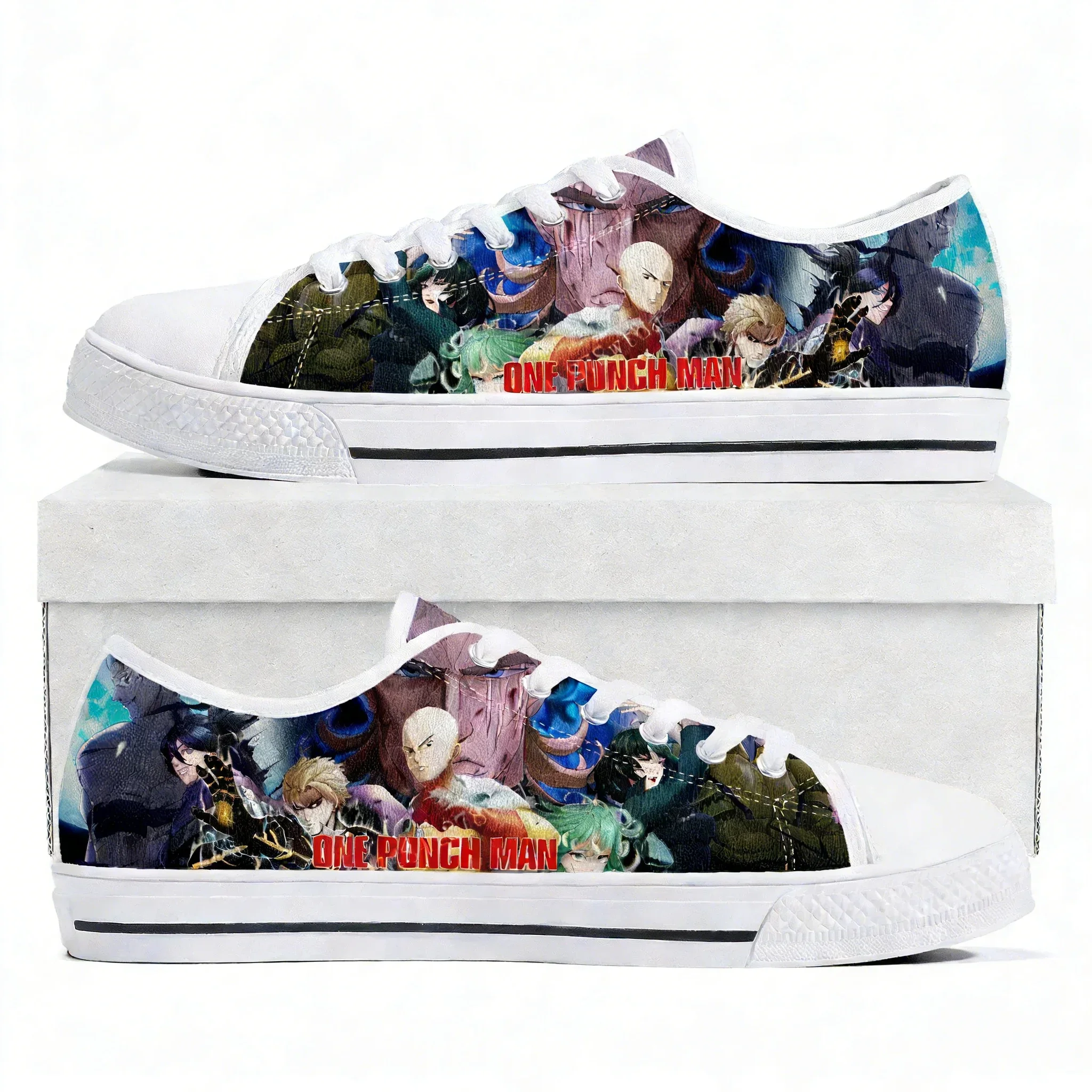 

One Punch Man Low Top Sneakers Womens Mens Saitama High Quality Canvas Sneaker Couple Comics Manga Custom Made Shoes