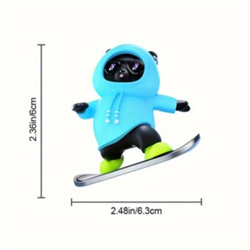 ديكورات متحركة على شكل دب لوح تزلج رائعة - ديكور شاشة تحكم عالمي للسيارة، ملحقات داخلية أساسية للسيارة #3