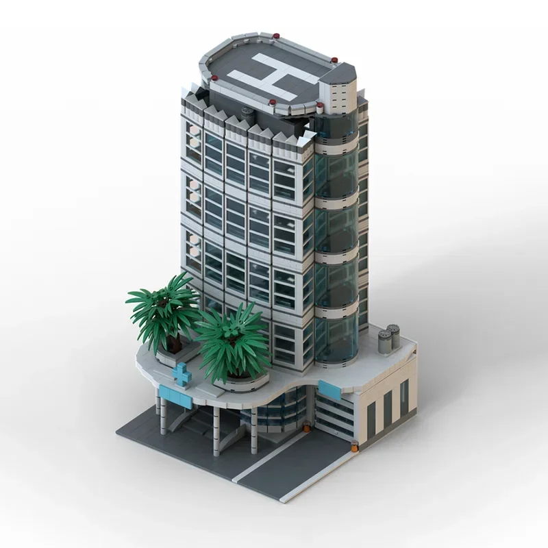 Stadt Street View Moc Bausteine South Beach Krankenhaus Modell Technologie Blöcke Geschenke Weihnachten Spielzeug DIY Montage Set