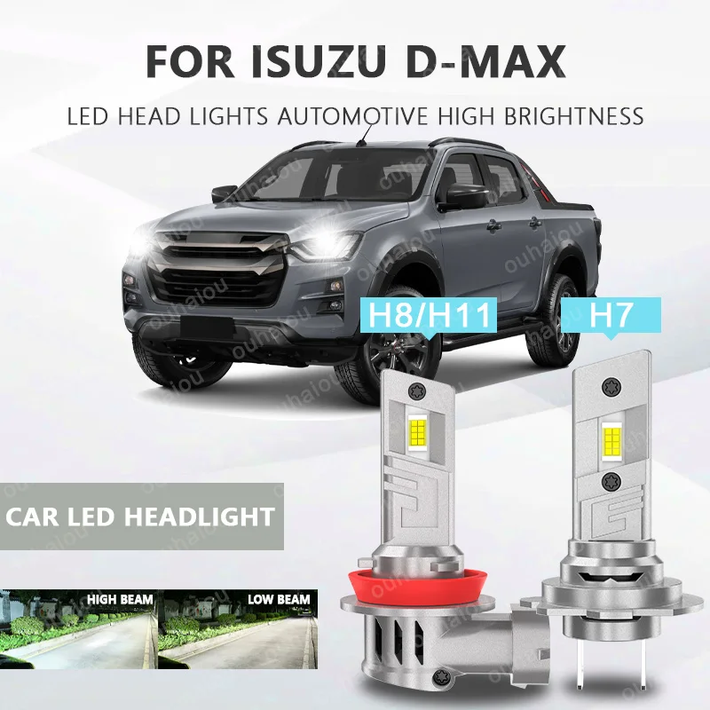 

2Pcs H7 H8 H11 LED Headlight LED Lights Head Lamp for Car LED Headlight Bulb with heat sink For ISUZU D-Max