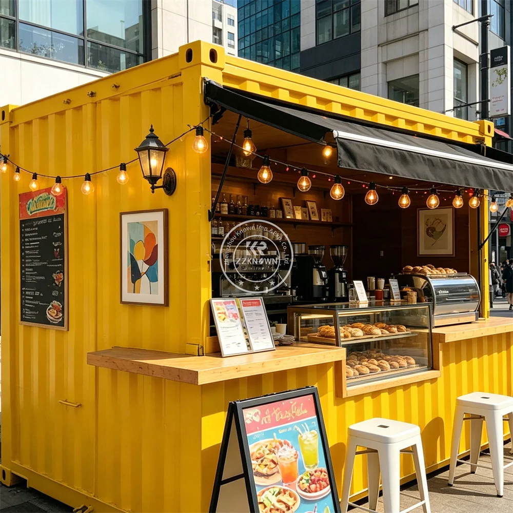 

Street Mobile Container Kitchen Trailer Coffee Tea Smoothie Juice Cart Expandable Container Bar Fully Equipped