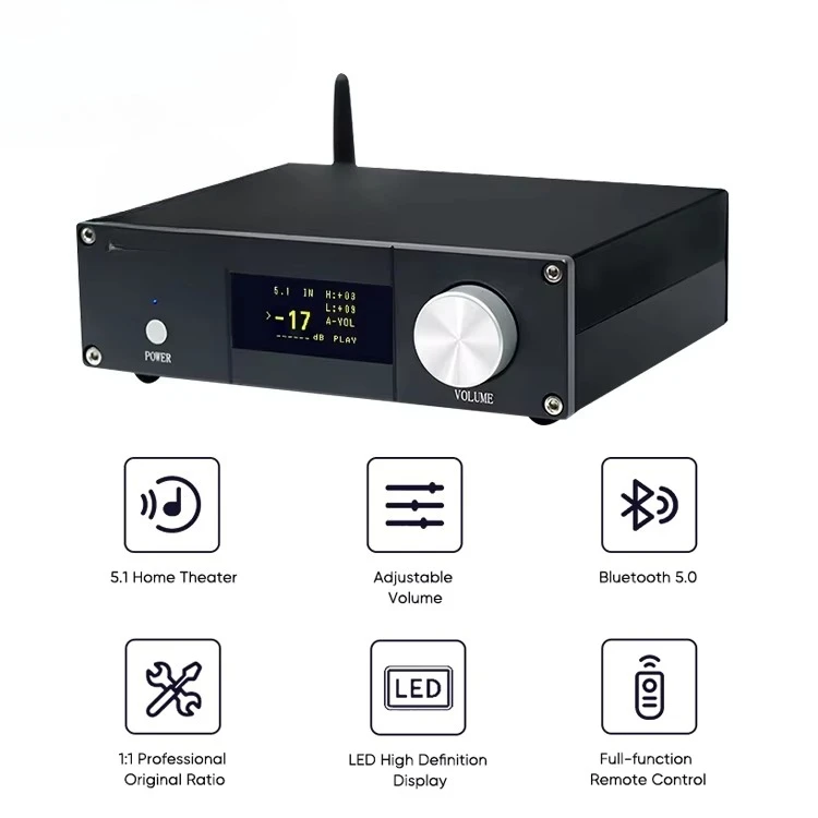 Hot Product 5.1 Channel Home Aluminum Chassis Class DHifi Audio Digital Amplifier