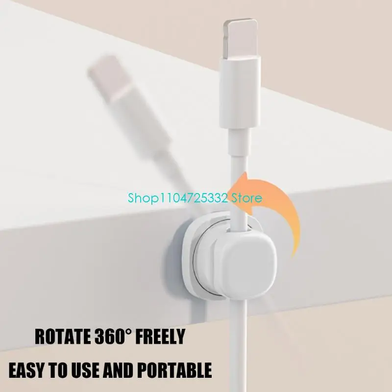 P5EA 360°Rotating Cable Holder Clips for Charging Cords on Desks and Workstations