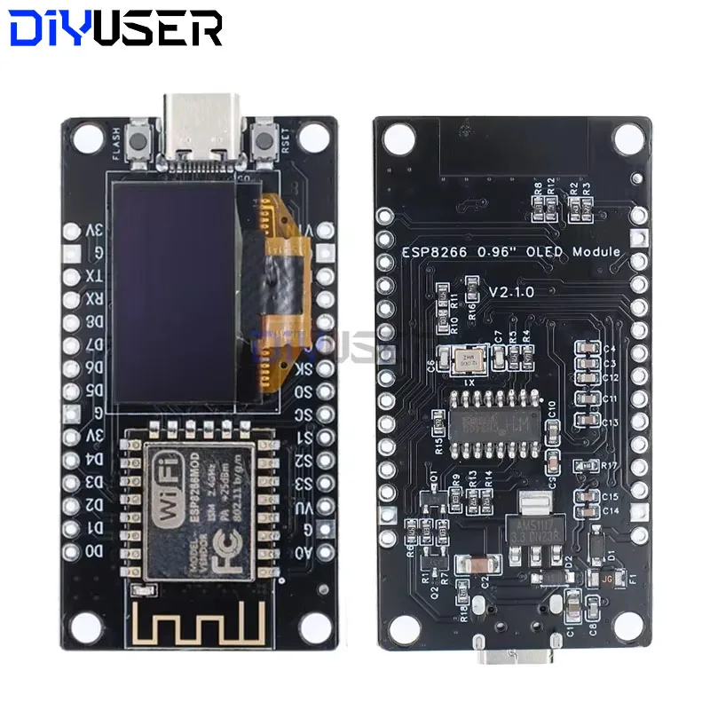 NodeMCU ESP8266 V3 Development Board With 0.96 Inch OLED Display CH340 ESP-12F WiFi Module TYPE-C USB For Micropython