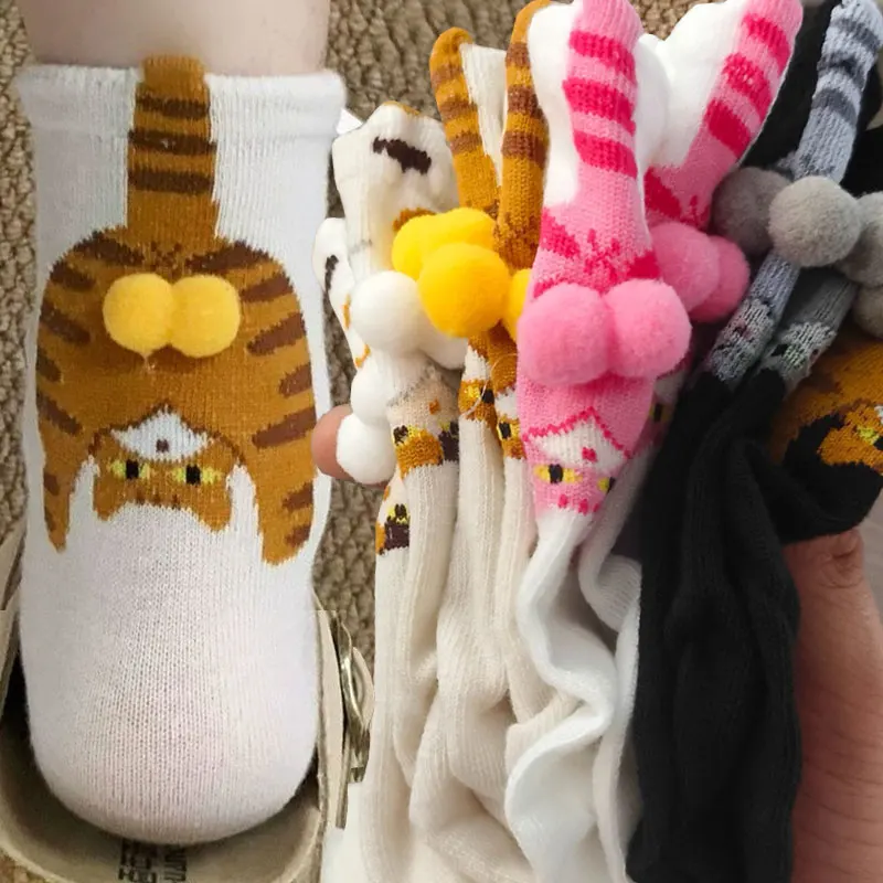 

Couple Cat Egg Socks 3D Funny Mid Tube Sock Winter Warm Matching Wear for Halloween Christmas Gift Cozy Novelty Style