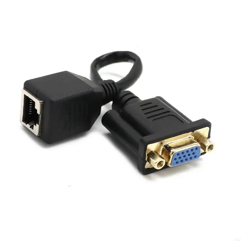 

A9LF 15-Pin VGA to RJ45 Networks Conversion Adapter Cable Female/Male Connector to Female Port Extender Wire Converter Line