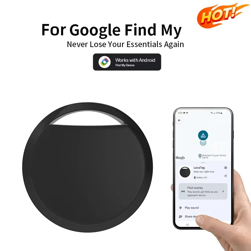 جهاز تعقب بلوتوث بنظام تحديد المواقع لهواتف أندرويد يعمل مع تطبيق Google Find Hub Key Finder Pet Smart Tag لـ Xiaomi Samsung Tracker الجديد