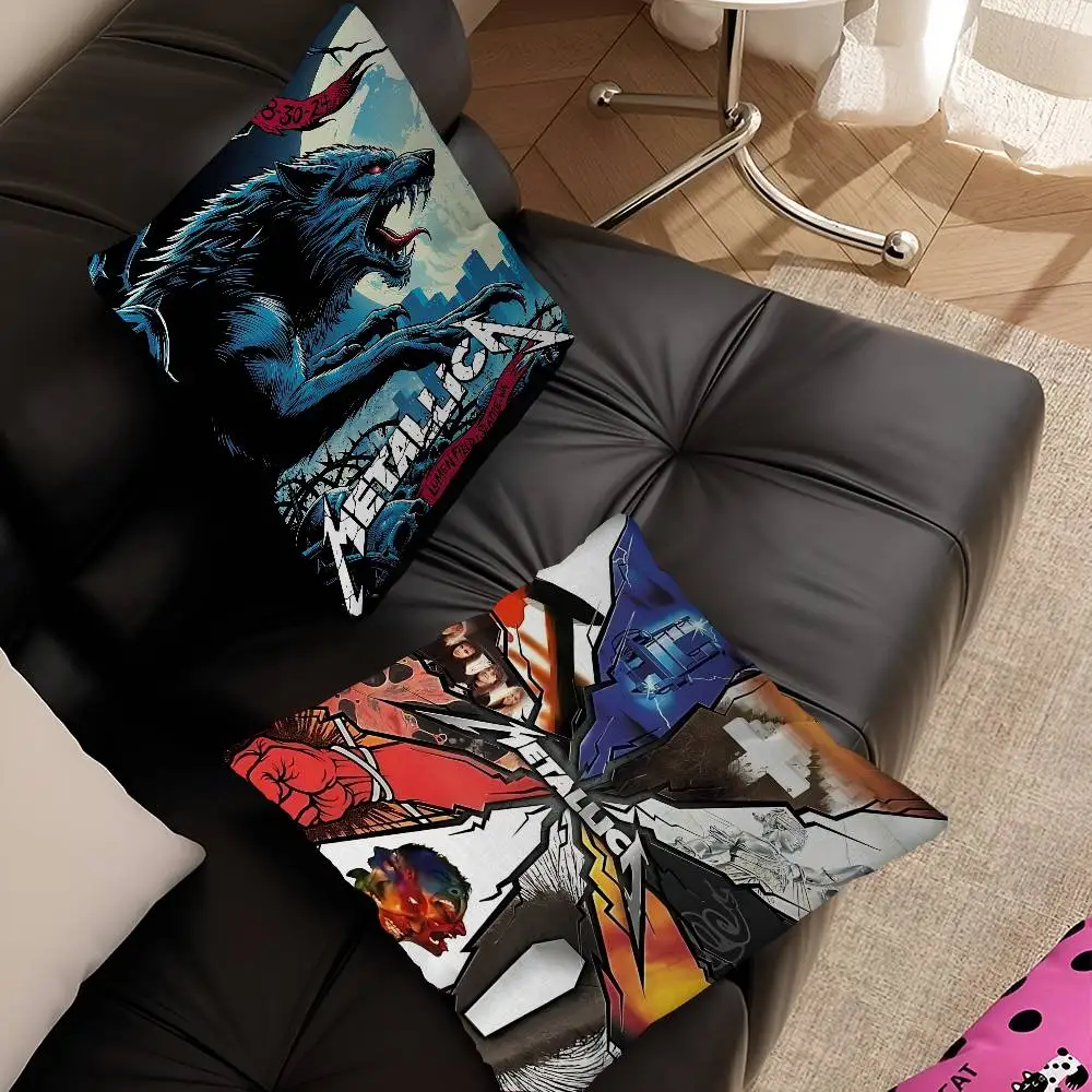 Band Cool M-METALLICAES Cushion Cover Car Throw Pillow Case For Sofa Car Christmas Gift 40x40cm 45x45cm
