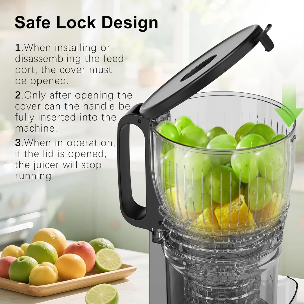 

Соковыжималка холодного отжима с широкой подачей, жевательная соковыжималка, высокая емкость для всех фруктов, овощей