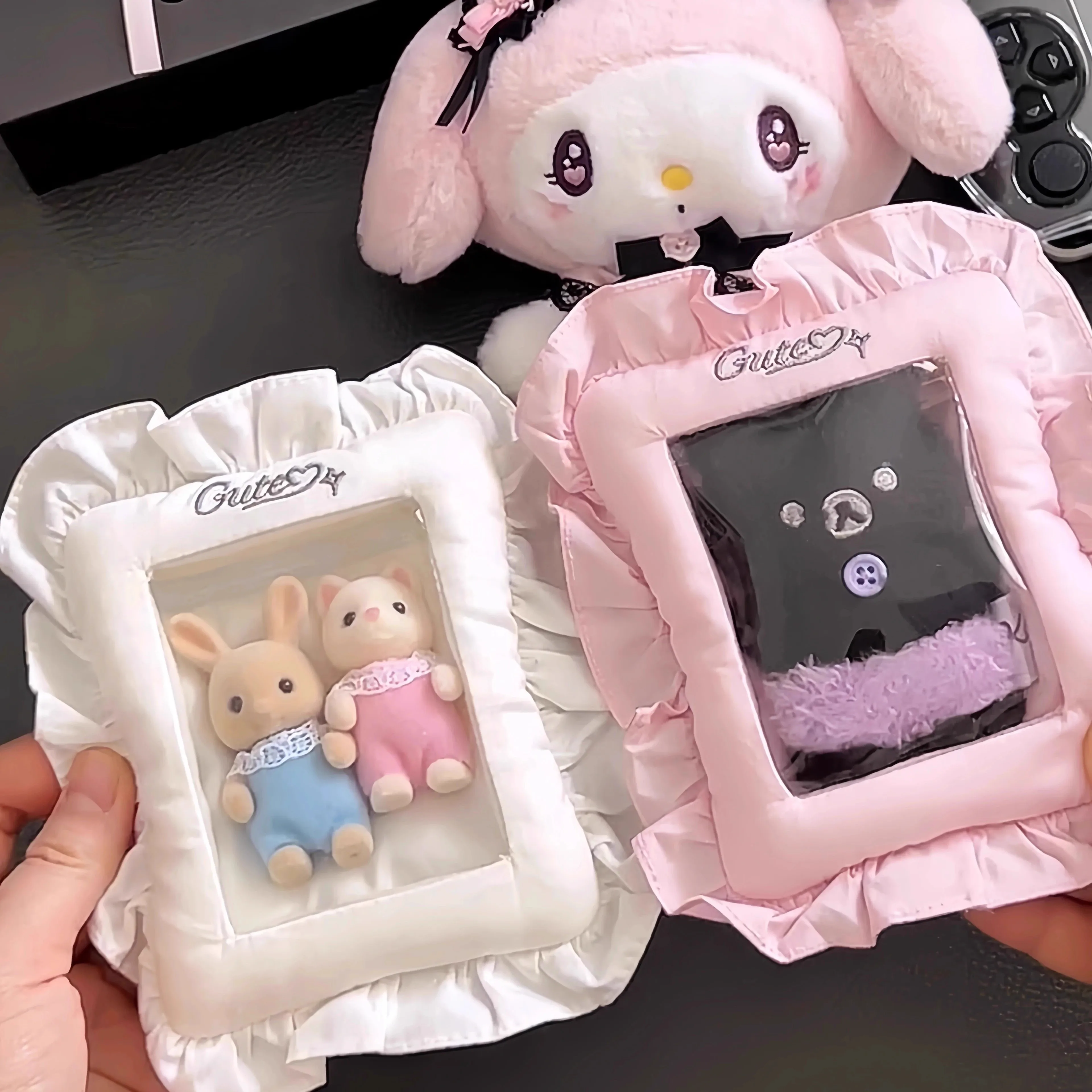 

Cute 3-inch Pillow Card Holder - Aesthetic Kawaii Girl School ID Card Protector with Keychain, Lanyard Accessory for Campus