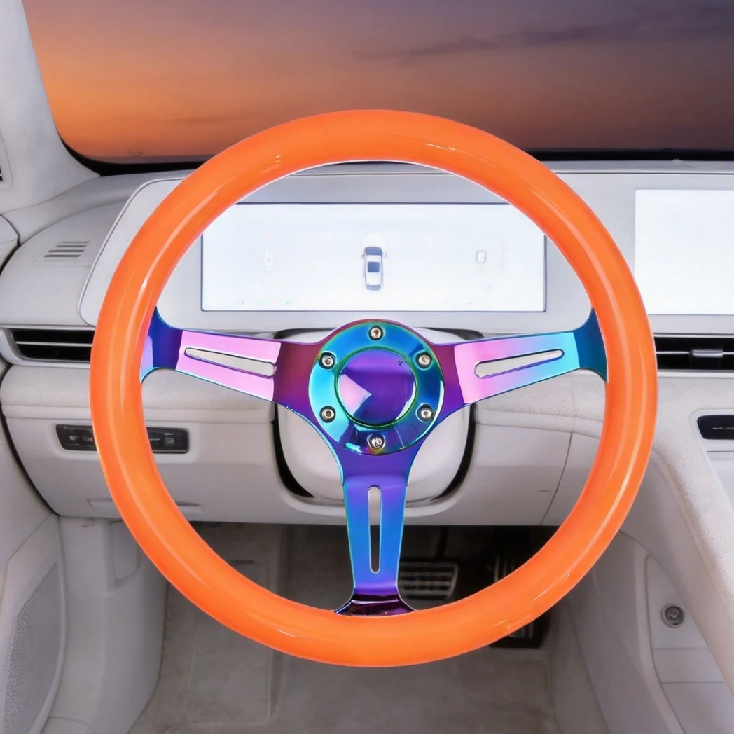 350mm Orange Racing Steering Wheel 14 inch Colorful Sports Car Steering Wheel Personalized Modified Steering Wheel Wholesale